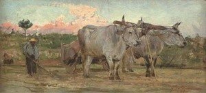Giovanni Boldini - Oxen in the Tuscan countrside