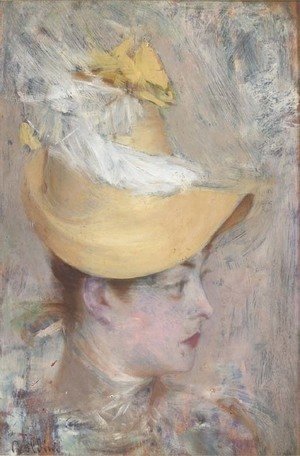 Testa di signora con capellino giallo (Il cappello giallo)