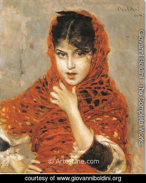 Giovanni Boldini - Girl with Red Shawl