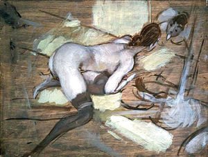 Giovanni Boldini - Nude Woman reclining on Yellow Cushions
