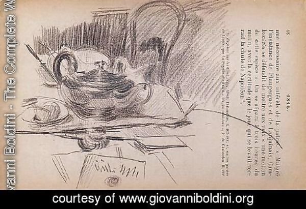 Giovanni Boldini - Still Life with a Silver Teapot