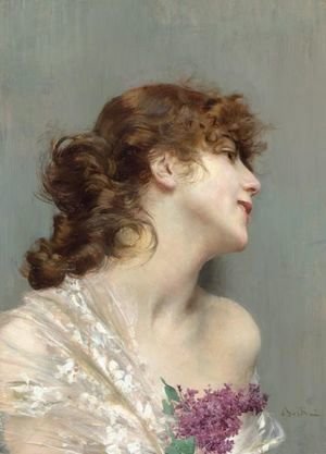 Portrait Of A Lady With Lilacs