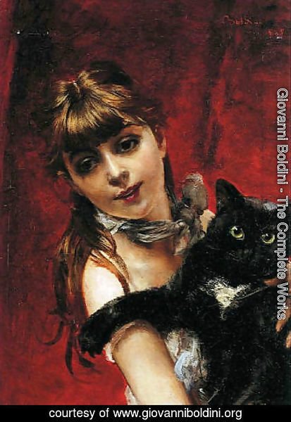 Giovanni Boldini - Girl with Black Cat