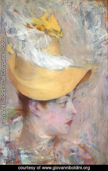 Giovanni Boldini - Head of a Lady with Yellow Sleeve